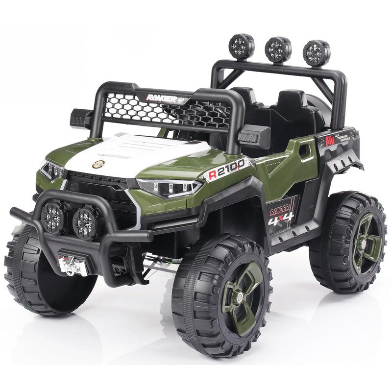 Battery Operated 4x4 SUV Ride On Car | Electric Jeep 4 x4 Electrical Car | Military Green | COD Not Available