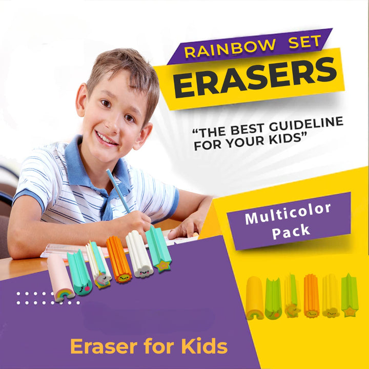 FunBlast Pack of 6 Erasers (Unicorn, Rainbow, Star, Moon, Sun and Cloud theme)