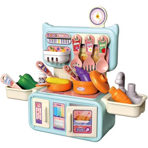 Annie Dream Kitchen Set | Pretend Play Toy Kitchen with Cooking Accessories, Sink & Storage Rack