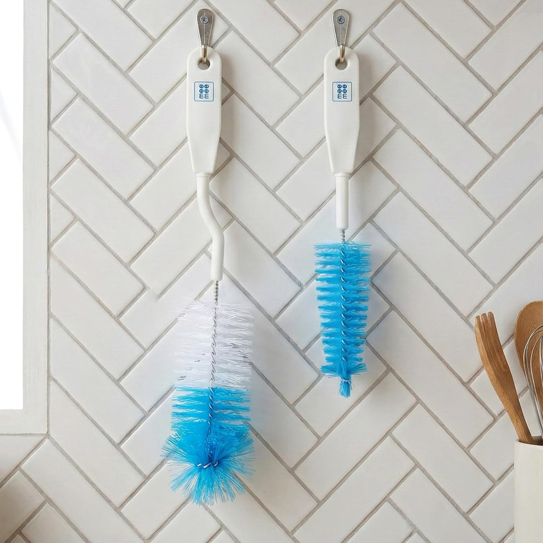 Mee Mee Nylon Bottle Brush with Nipple Cleaner |360° Rotating Handle