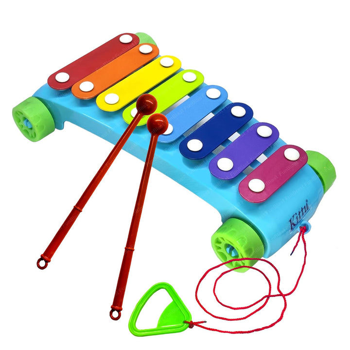 FunBlast Pull Along Musical Xylophone with Wheels for Kids | Early Learning Musical Instrument & Activity Toy
