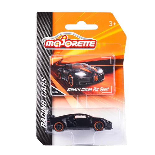 Original Licensed Majorette Bugatti Chiron Pur Sport Diecast Car - Black - Orange
