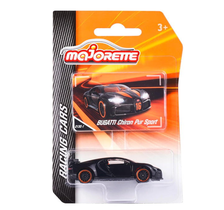 Original Licensed Majorette Bugatti Chiron Pur Sport Diecast Car - Black - Orange