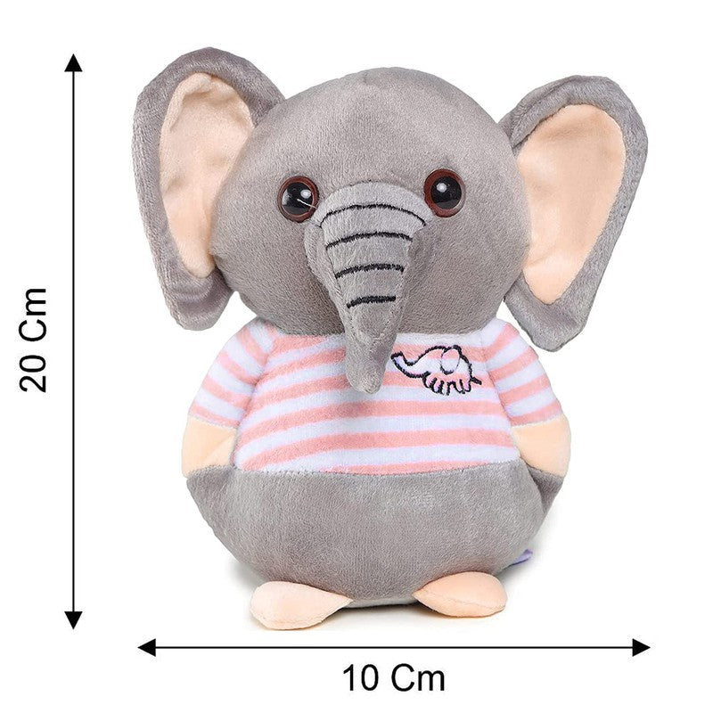 Soft Animal Plush Elephant Toy 20cm, Grey and Pink