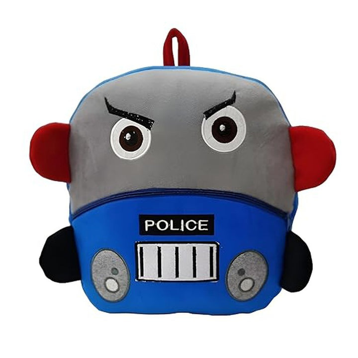 Premium Quality Soft Design Blue Police School Bag for Kids - 14 Inches