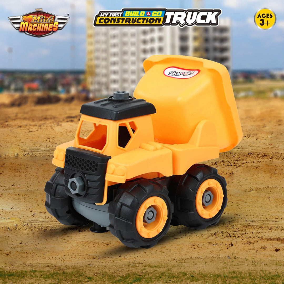 Scoodle Mini Machines My First Build & Go - Construction Truck Toy | Pull Back Vehicle for Kids