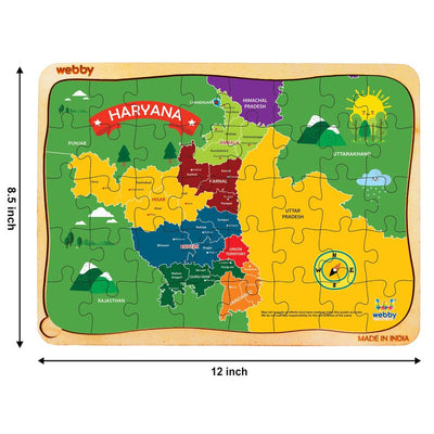 Haryana Map Wooden Jigsaw Puzzle, 40pcs