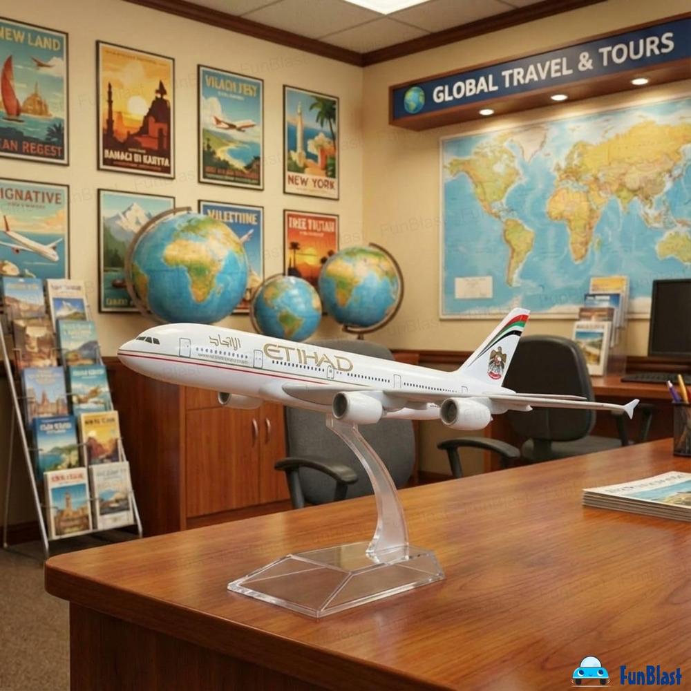 FunBlast B777 Etihad Diecast Aeroplane Model | Miniature Aircraft Display Collectible