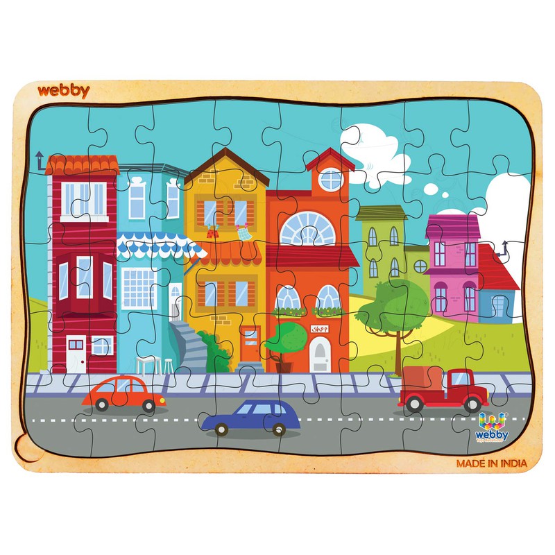 The Colourful City Wooden Jigsaw Puzzle, 40pcs