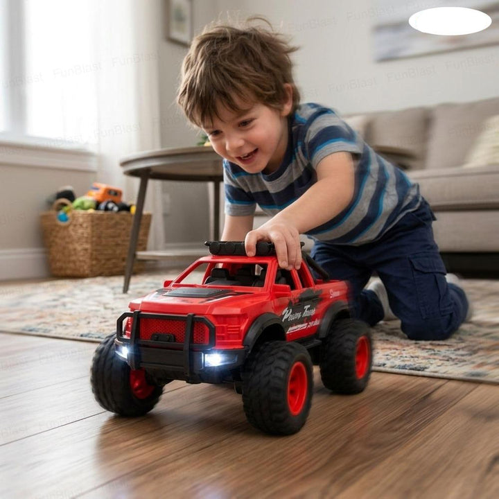 FunBlast Off-Road Toy Cars for Kids | Mini Pull-Back Monster Trucks with Big Wheels- Red