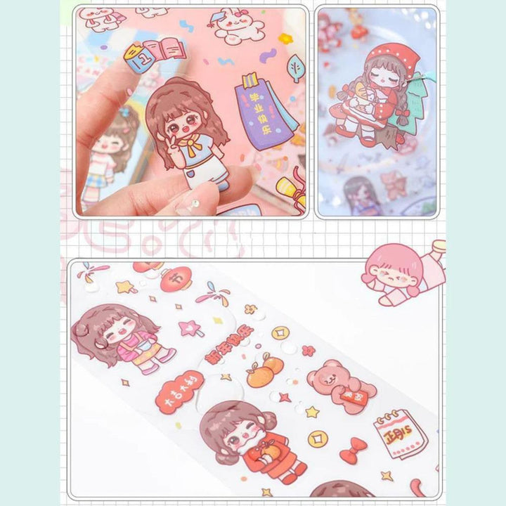 FunBlast Cute Cartoon Theme Kawaii Stickers | Japanese Style Self-Adhesive Stickers for Journals, Crafts | 20 Sheets