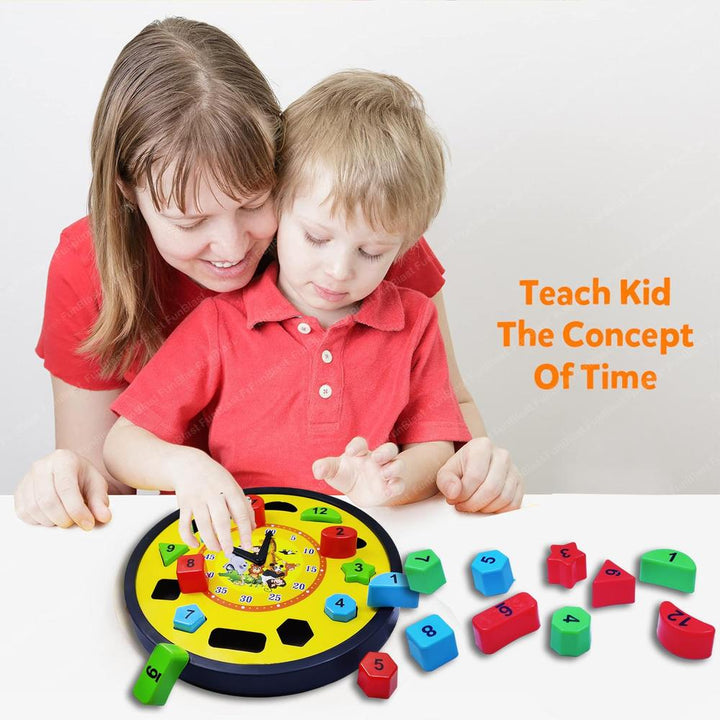 FunBlast Learning Clock Puzzle Toy for Kids | Time, Shape & Number Learning Jigsaw Toy