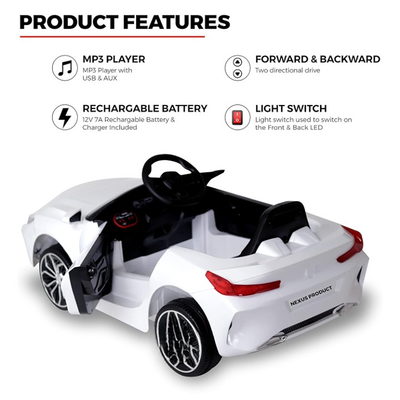 White Ride-On | Rechargeable Battery Operated | M4 Car (COD Not Available)