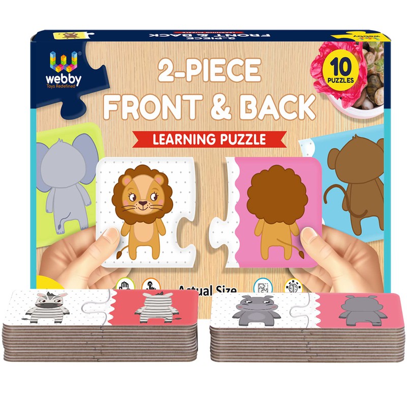 Front Back 2 Pieces Learning Pack Jigsaw Puzzle, Montessori Early Educational Pre School Puzzle Toys for 2+ Years Kid