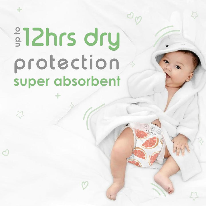 PureBorn Organic Bamboo (Size-2) Baby Disposable Diapers | 32 Pieces | 3-6 kgs