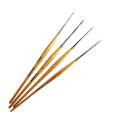 Set of 4 Handmade Long Bristle Liner Brush | Gold