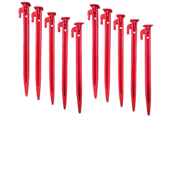 Fitfix Tent Stakes (Red, Pack of 20) | Ground Pegs Heavy Duty and Larger Durable Tent Pegs Spike Hook