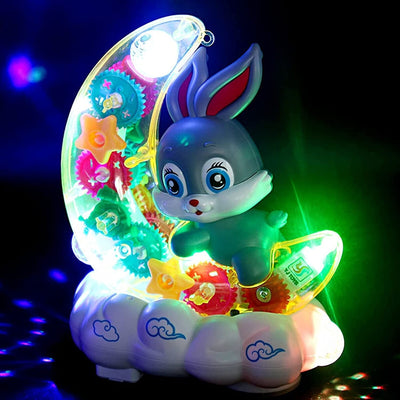 Rotating Transparent Gear Moon Rabbit Toy Car with music