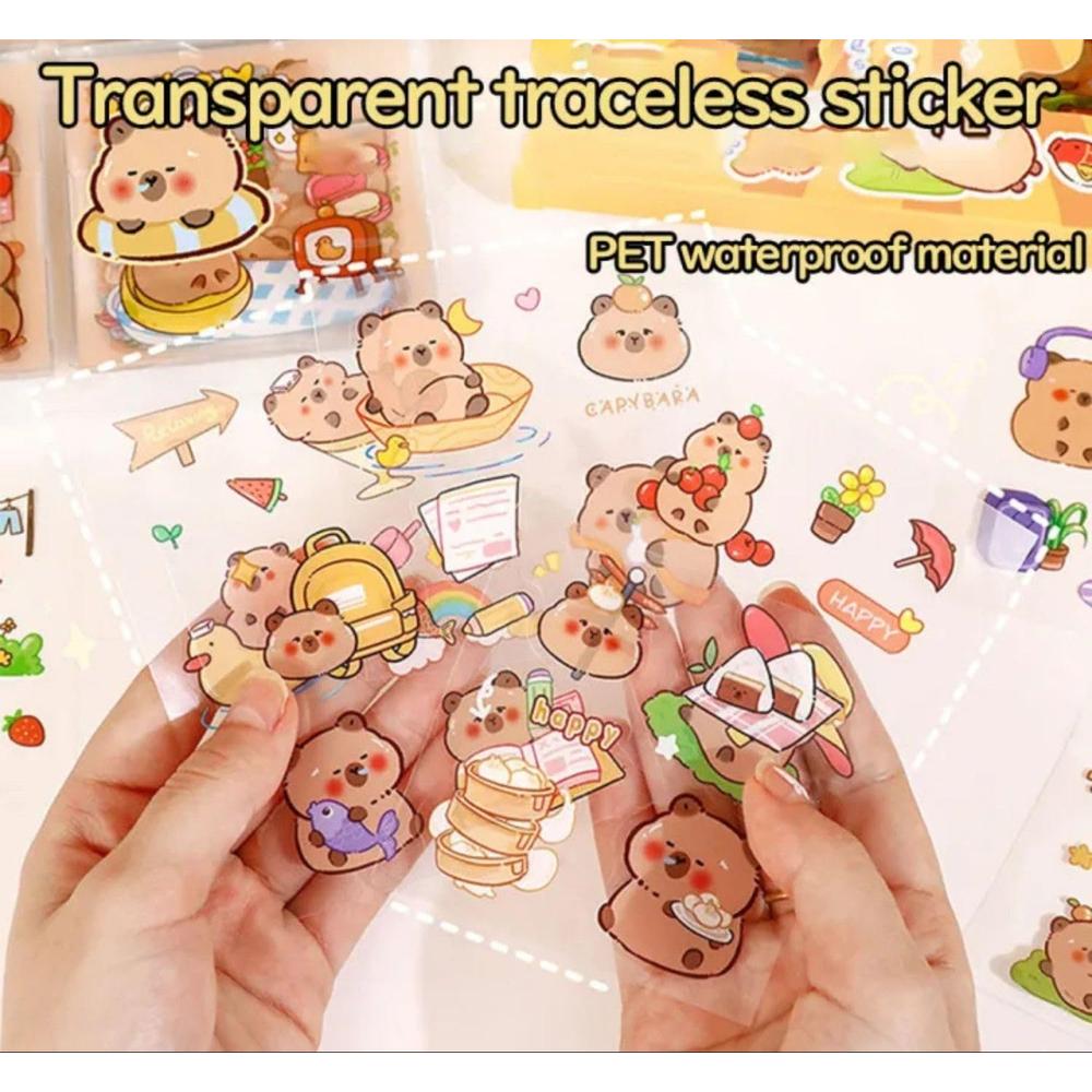 FunBlast Capybara Theme PET Stickers | 100 Sheets | 500+ Kawaii Japanese-Style Self-Adhesive Stickers