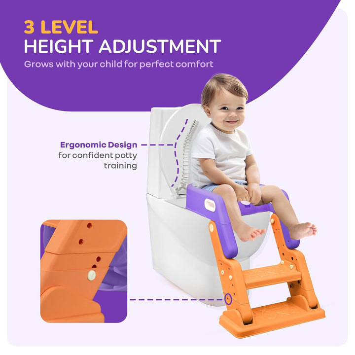R for Rabbit Hilltop Booster 2-In-1 Baby Potty Seat & Step Stool - Purple Orange