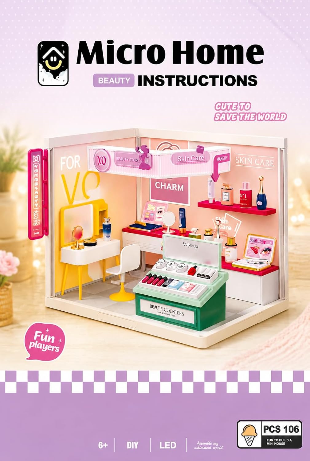 Dream World Micro Home Yoyo Cabin Beauty Shop - DIY Dollhouse | 106 Pieces