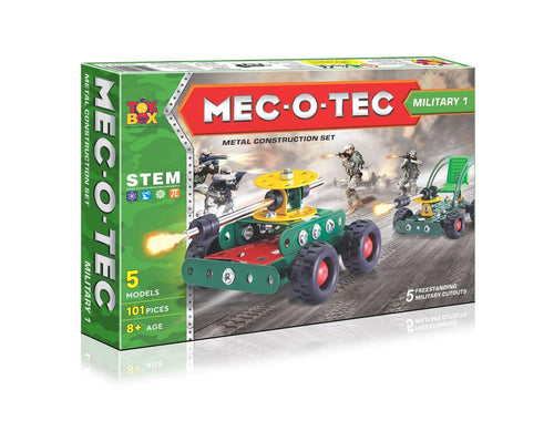 Toy box by Ratna's MEC-O-TEC Military No.1 – Metal Construction Set for Kids | 101 Pieces | 5 Models