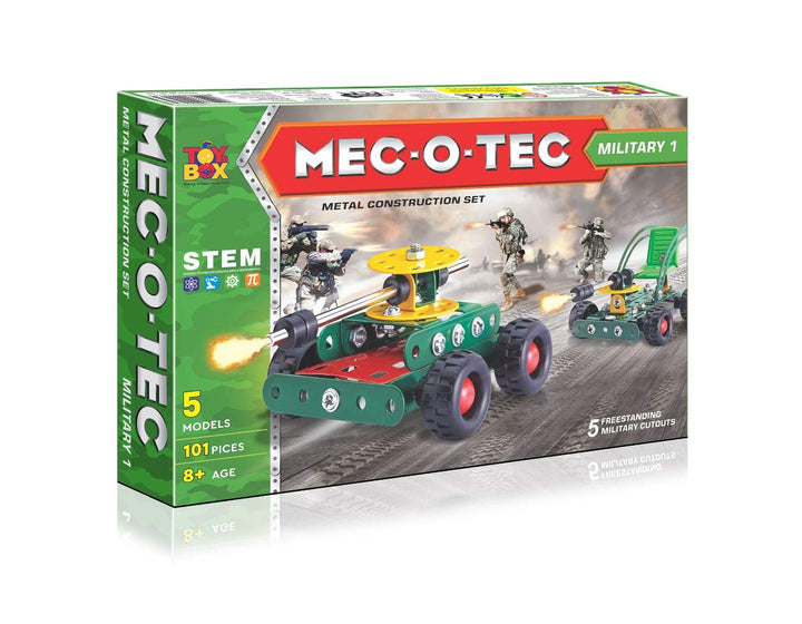 Toy box by Ratna's MEC-O-TEC Military No.1 – Metal Construction Set for Kids | 101 Pieces | 5 Models