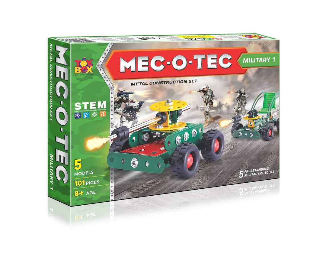 Toy box by Ratna's MEC-O-TEC Military No.1 – Metal Construction Set for Kids | 101 Pieces | 5 Models