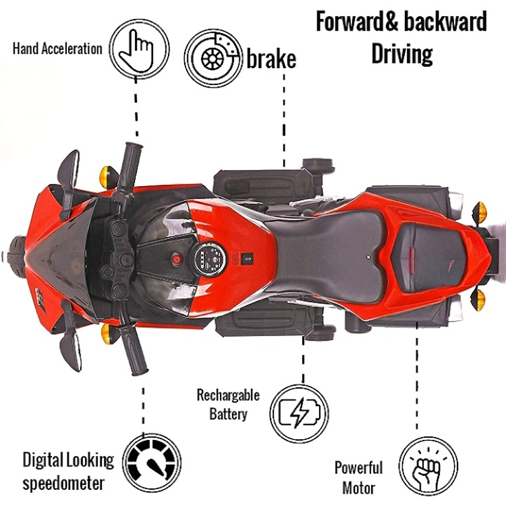 Red Ride-On | Rechargeable Battery Operated | R3 Bike (COD Not Available)