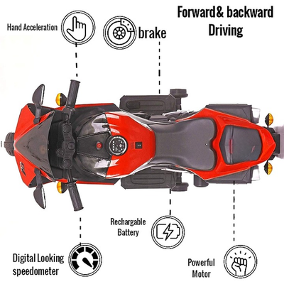 Red Ride-On | Rechargeable Battery Operated | R3 Bike (COD Not Available)