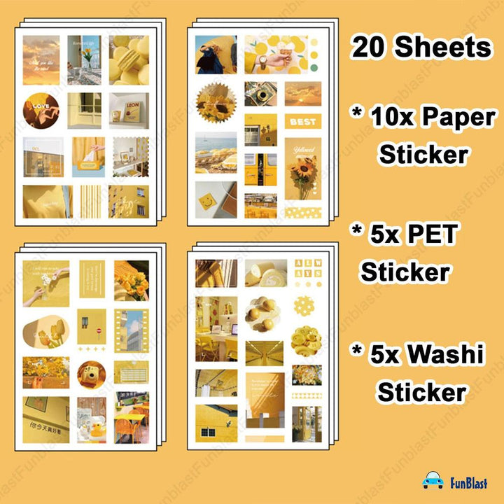 FunBlast Sticker Book Set | 20 Sheets Retro Japanese Style Stickers | 240+ Stickers