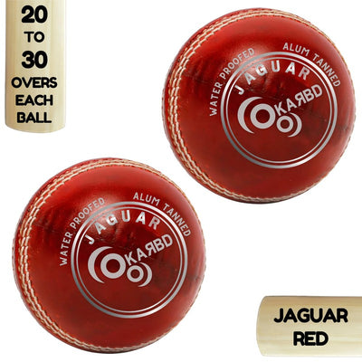 Cricket Leather Ball | 20 to 30 Overs |Jaguar Red | Pack of 2