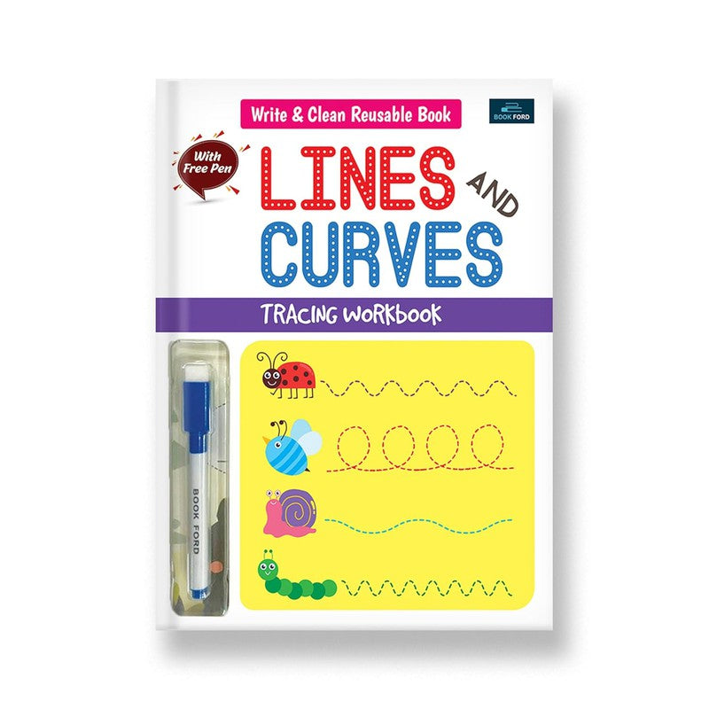 Write & Clean Reusable Book - Set of 2 Books - Alphabet Capital Letters, Lines & Curves