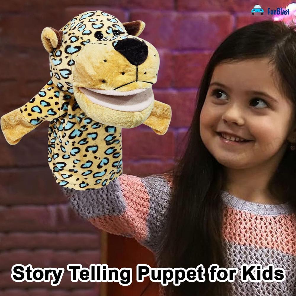 FunBlast Leopard Hand Puppet for Kids | Animal Puppet with Movable Mouth for Storytelling & Role Play