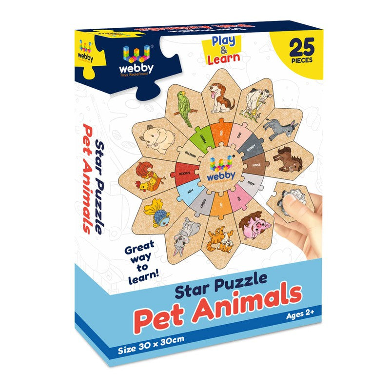 Domestic Animals - Star Jigsaw Puzzle, Montessori Early Educational Pre School Puzzle (25 Pcs)