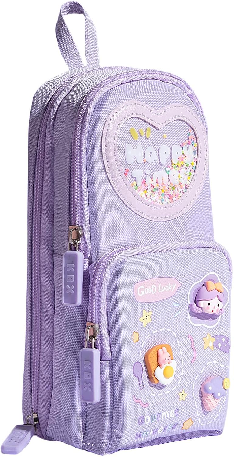 FunBlast Canvas Pencil Case - Large Capacity Hangable Triple Layer