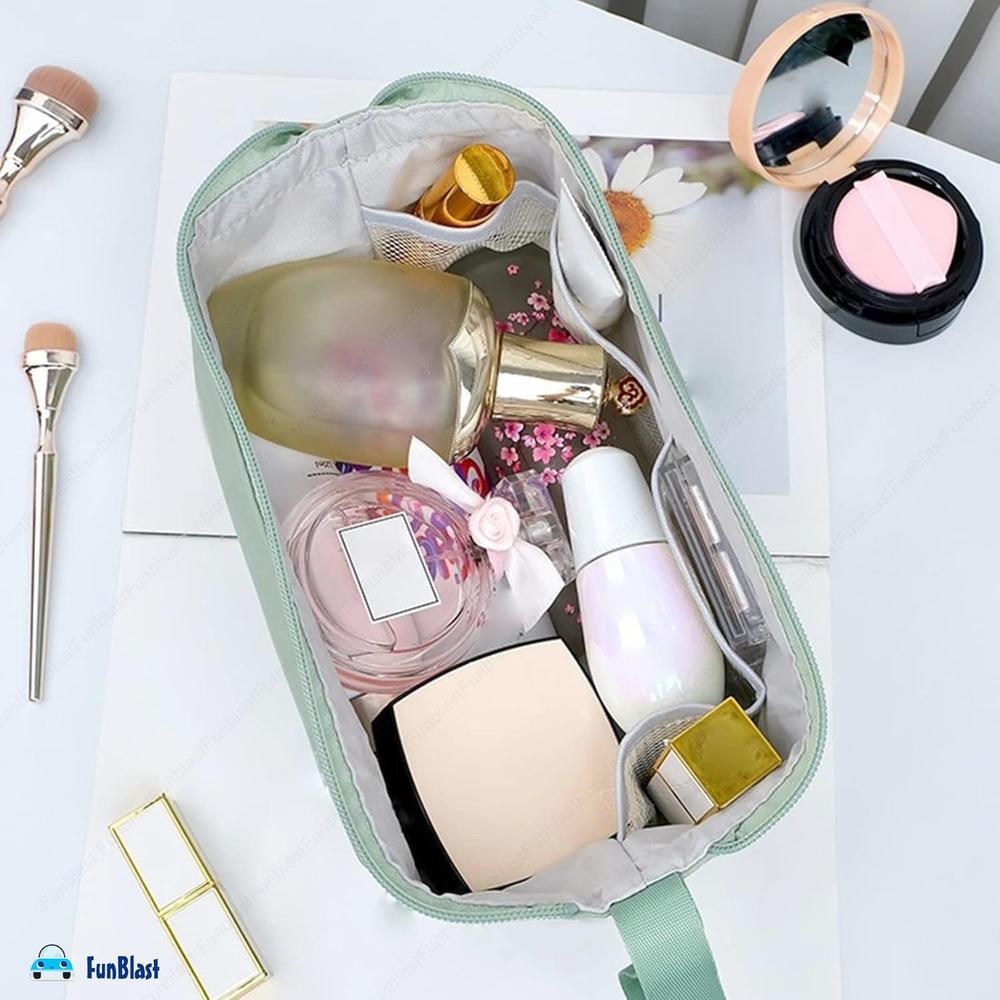 FunBlast Makeup Bag | Large Capacity Portable Cosmetic Organizer & Travel Toiletry Bag with Handle | Sea Green