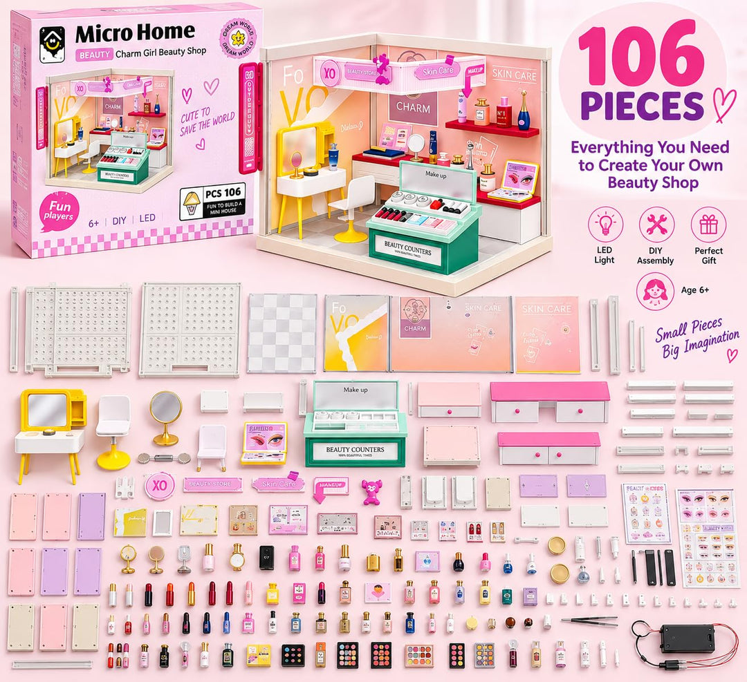 Dream World Micro Home Yoyo Cabin Beauty Shop - DIY Dollhouse | 106 Pieces