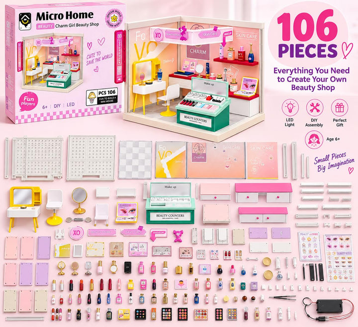 Dream World Micro Home Yoyo Cabin Beauty Shop - DIY Dollhouse | 106 Pieces
