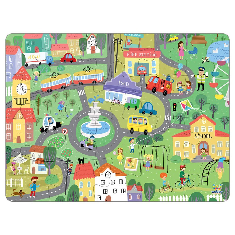 My City Wooden Jigsaw Puzzle Toy, 20 Pcs