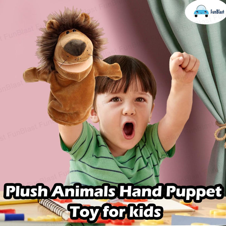 FunBlast Lion Hand Puppet | Soft Plush Animal Puppet with Movable Mouth for Storytelling & Kids’ Learning