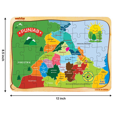 Punjab Map Wooden Jigsaw Puzzle, 40pcs