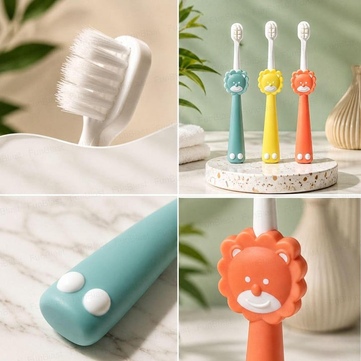 FunBlast Lion Baby Toothbrush for Kids | Extra Soft Microfiber Bristles with Rounded Brush Head | 1 Piece