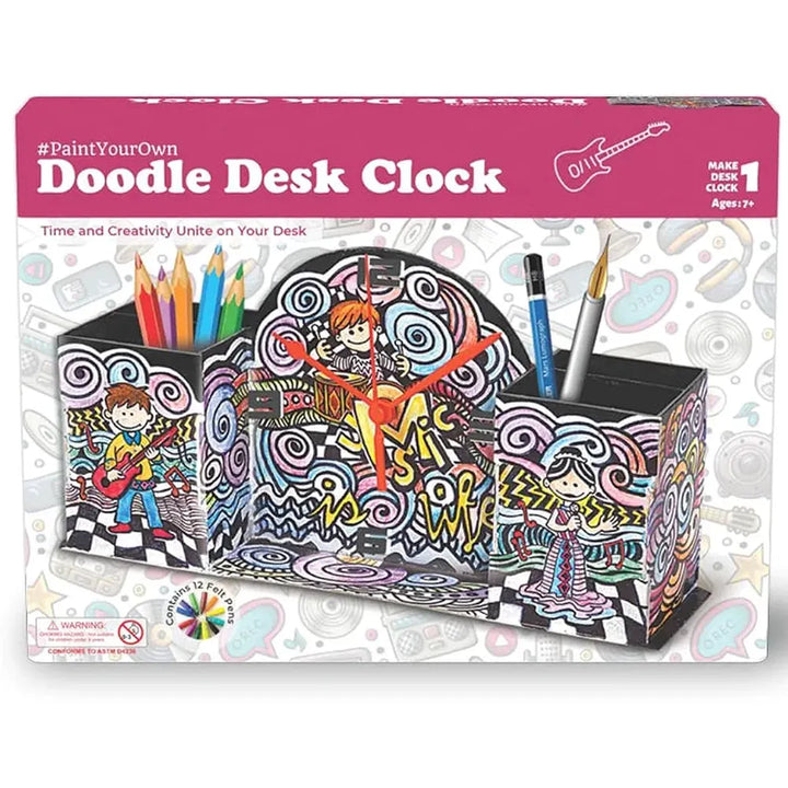 Toykraft Paint Your Own Doodle Desk Clock - Creative DIY Craft Kit