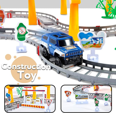 Rail Vehicle Set Toy | City Passenger Train with Rails and Rich Accessories