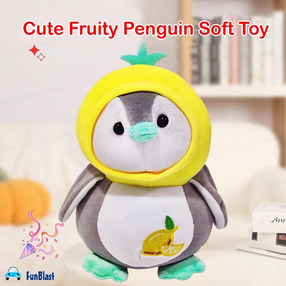 FunBlast Fruity Penguin Soft Toy | Fluffy Stuffed Plush Toy for Kids | Cute Huggable Penguin