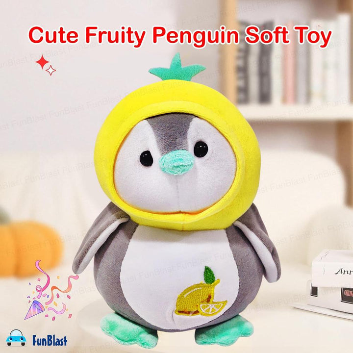 FunBlast Fruity Penguin Soft Toy | Fluffy Stuffed Plush Toy for Kids | Cute Huggable Penguin
