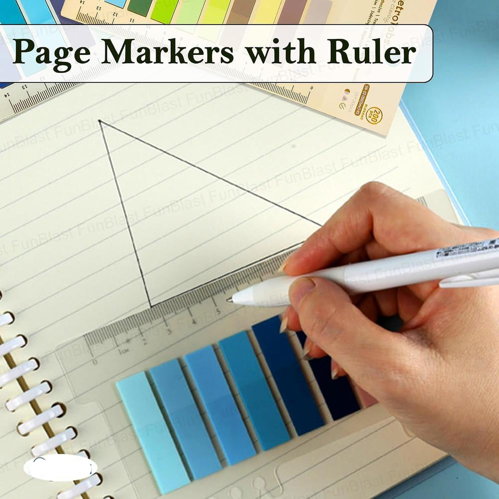FunBlast Transparent Sticky Notes | Pastel Page Markers & Index Tabs with Ruler | 600 Pieces (Set 0f 3)