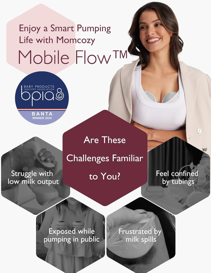 Momcozy M9 Mobile Flow Hands-Free Breast Pump | 3 Modes & 15 Levels, 24mm