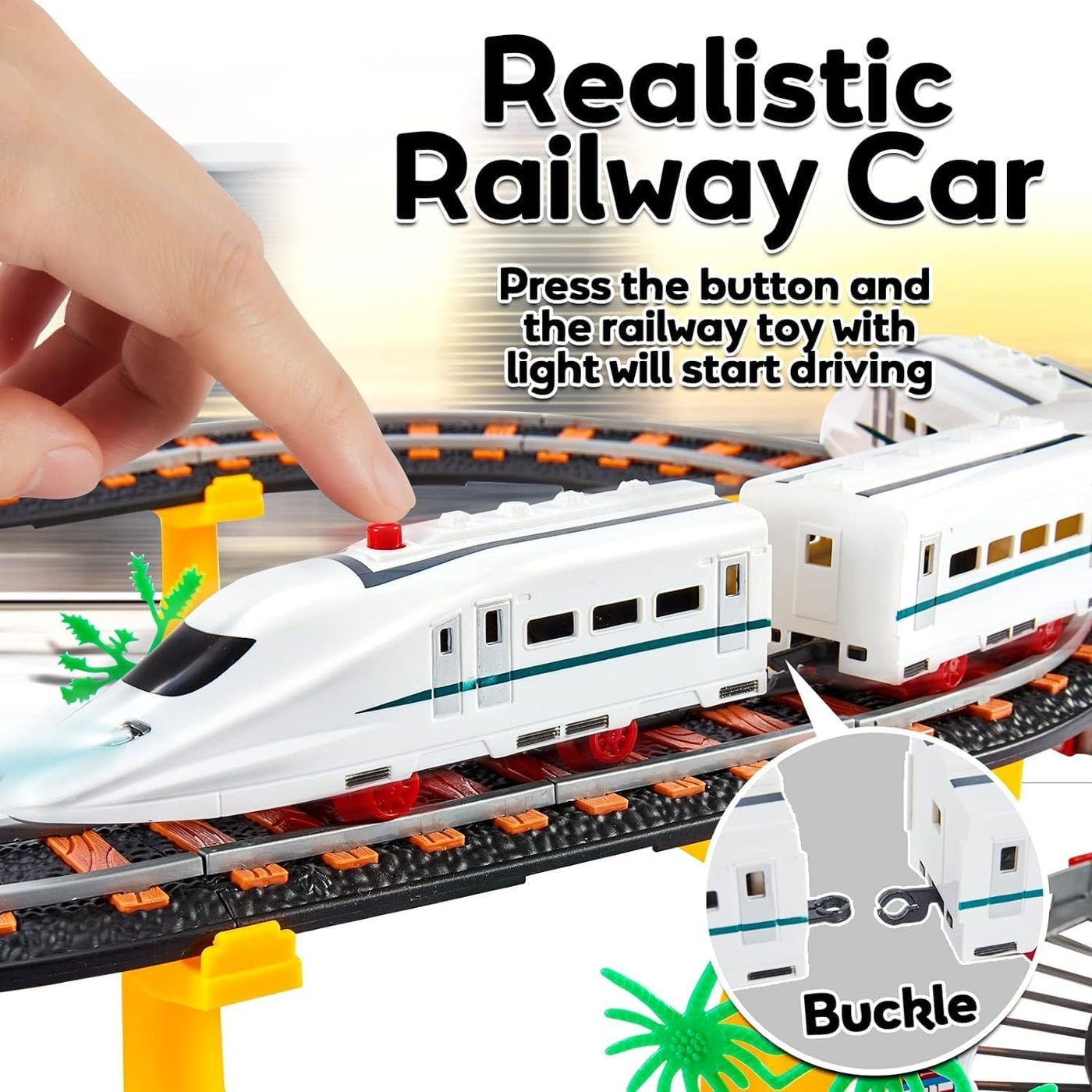 Rail Vehicle Set Toy | City Passenger Train with Rails and Rich Accessories